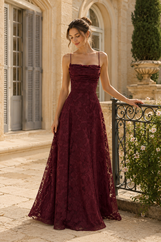 Jacquard Spaghetti Strap Maxi Dress