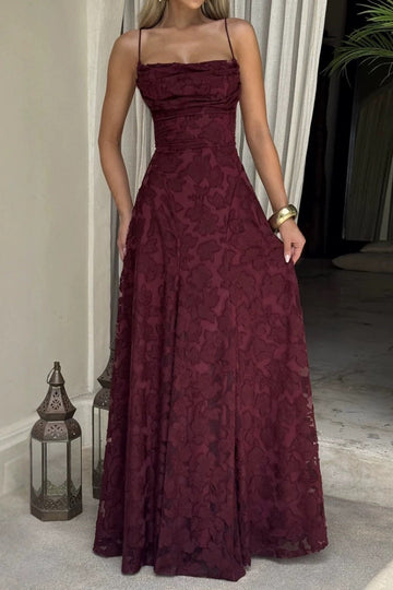 Jacquard Spaghetti Strap Maxi Dress