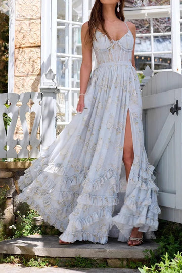 Floral Garden Split Maxi Dress