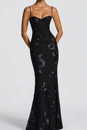 Floral Embroidered Mermaid Maxi Dress