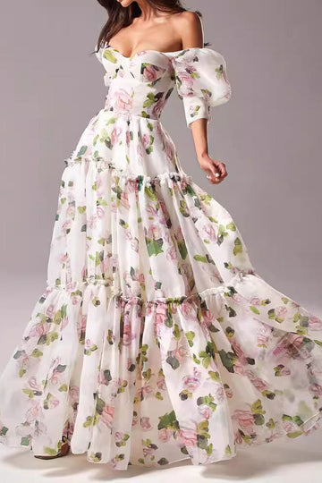 Floral Puff Sleeve Maxi Dress