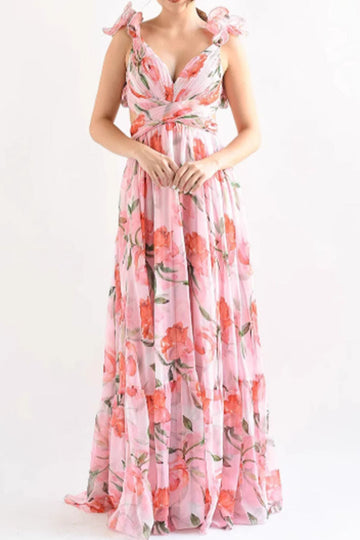 Floral Tie Shoulder Maxi Dress