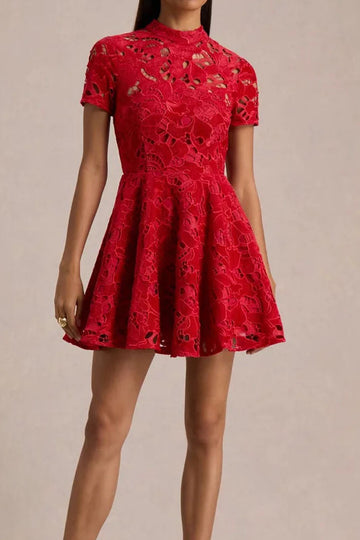 Cutout Lace High Waist Mini Dress