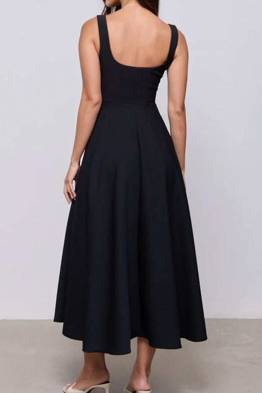 Square Neck Scoop Back Full Midi Dress