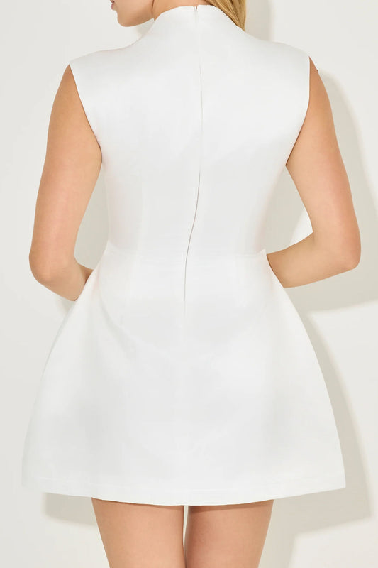 Draped Asymmetric Neckline A-Line Mini Dress