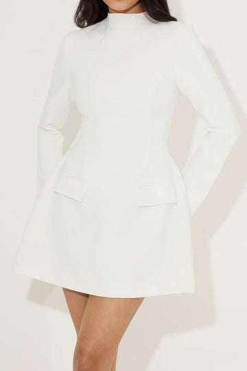 Mock Neck Long Sleeve Pocket Mini Dress