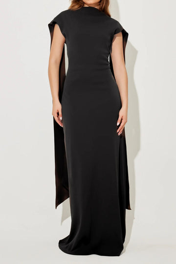 Open Back Cape Panel Maxi Dress