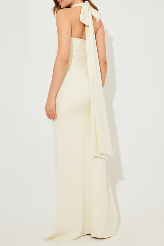 Square Neck Halter Tie Back Maxi Dress