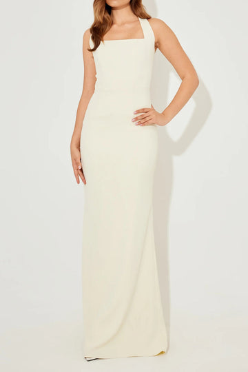 Square Neck Halter Tie Back Maxi Dress