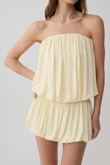 Strapless Gathered Bubble Mini Dress