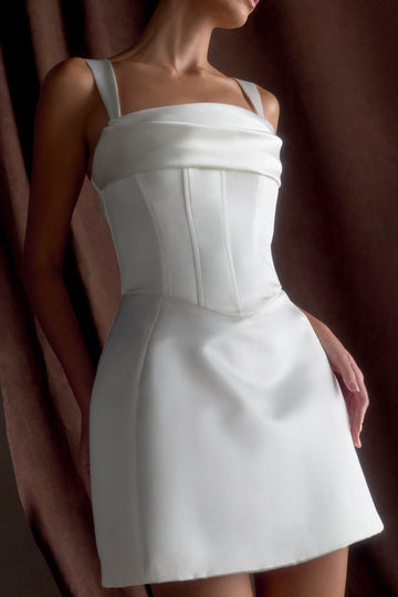 Square Neck Structured Satin Corset Mini Dress