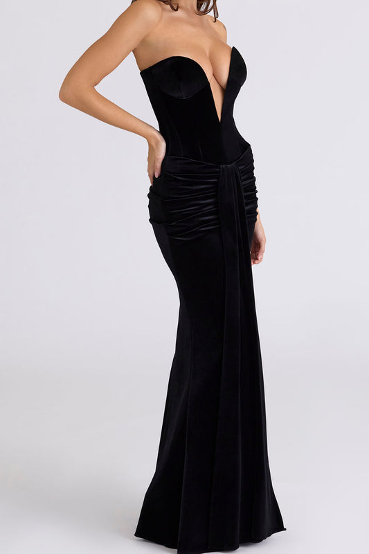 Velvet Deep Plunge Maxi Gown