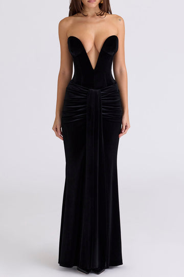 Velvet Deep Plunge Maxi Gown