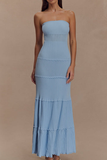 Pointelle Knit Tiered Maxi Dress