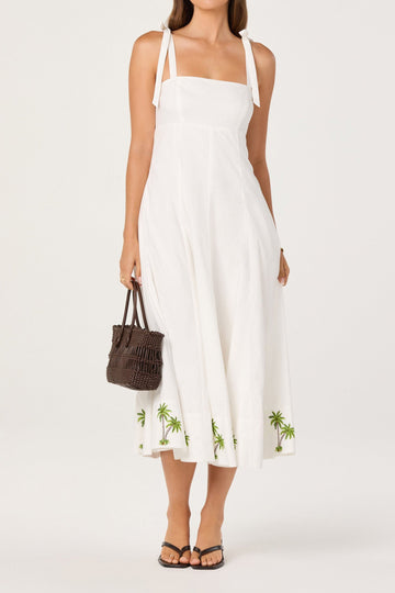 Embroidered Strap Midi Dress