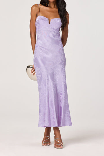 Satin Jacquard Bias Cut Maxi Dress