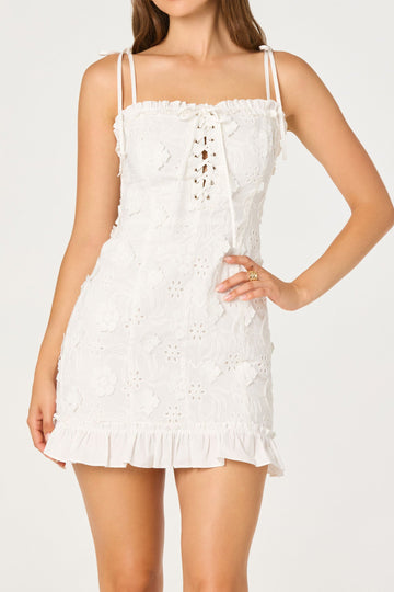 Eyelet Lace Up Corset Mini Dress