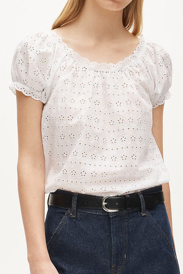 Puff Sleeve Eyelet Cotton Top