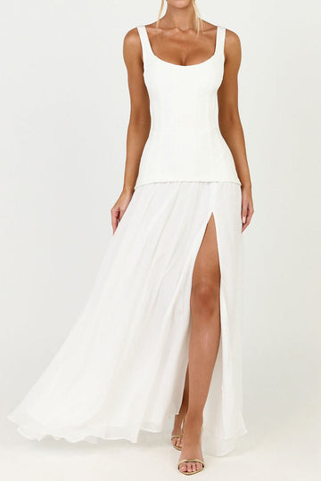 Square Neck Slit Maxi Dress