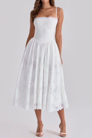 Lace Corset A-Line Midi Dress