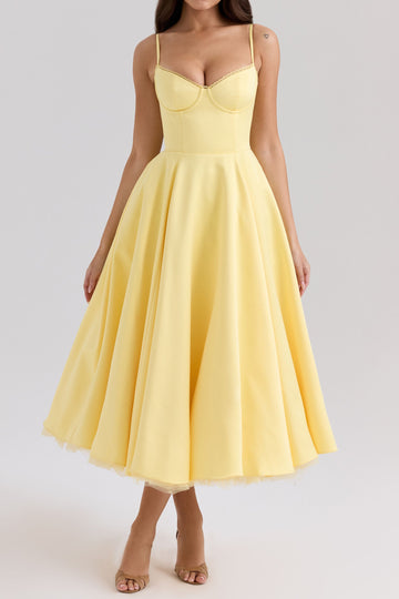 Bustier Full Skirt Midi Dress