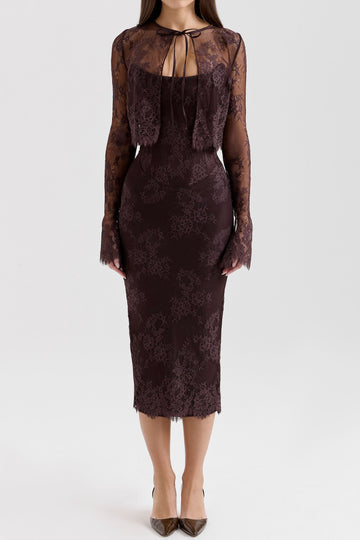 Lace Bolero Bodycon Midi Dress