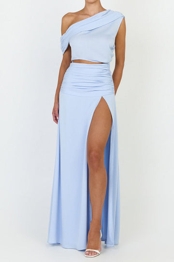 One Shoulder Cutout Slit Maxi Dress