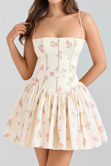Spaghetti Strap Floral Corset Mini Dress