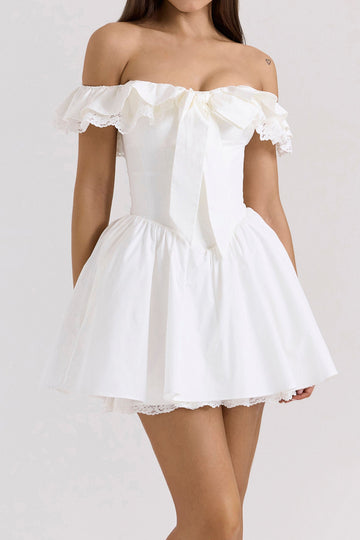 Off-Shoulder Bow Corset Mini Dress