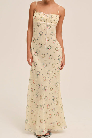 Floral Tie Front Slip Maxi Dress