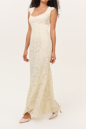Lace Cap Sleeve Mermaid Maxi Dress