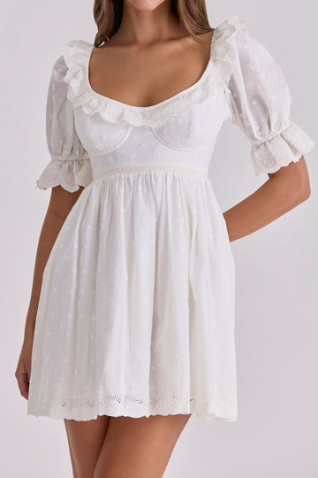 Puff Sleeve Ruffle Babydoll Mini Dress