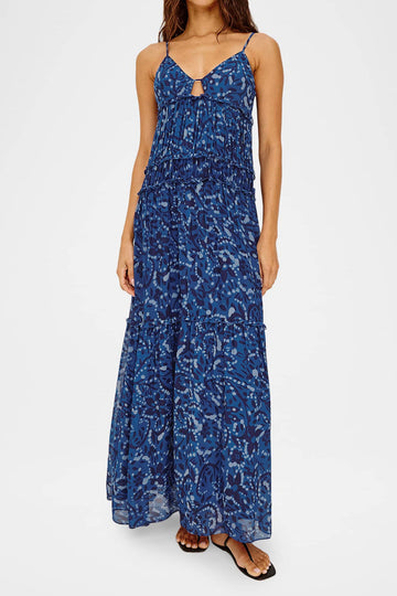Tie Front Tiered Floral Maxi Dress