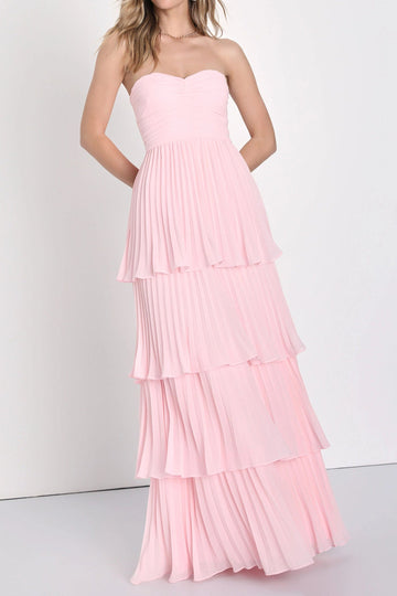 Tiered Ruffle Strapless Maxi Dress
