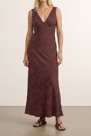 Jacquard V Neck Slip Maxi Dress