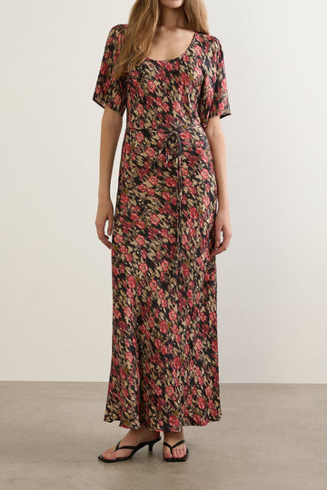Floral Tie Waist Midi Dress
