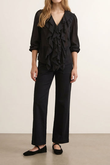 Ruffle Detail Long Sleeve Blouse