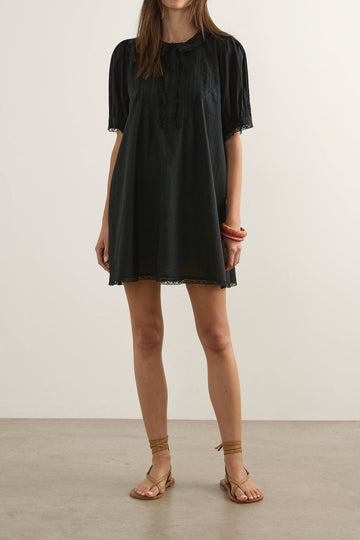 Lace Trim Loose Mini Dress