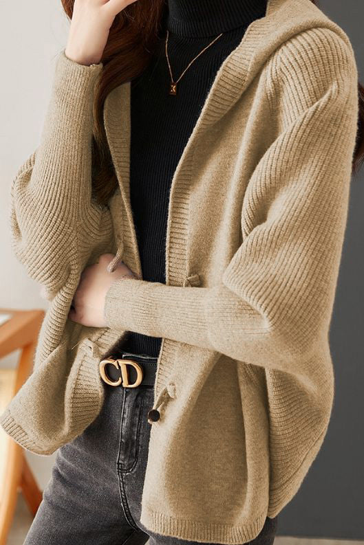 Versatile Knitted Hooded Cardigan Coat