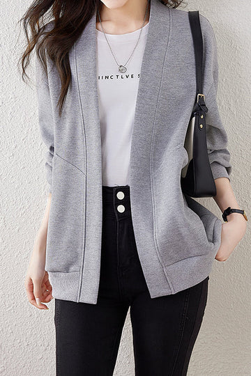 Loose V-Neck Cardigan Sweatshirt