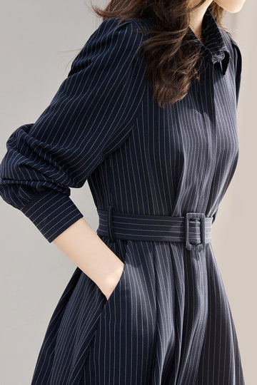 Dark blue striped dress