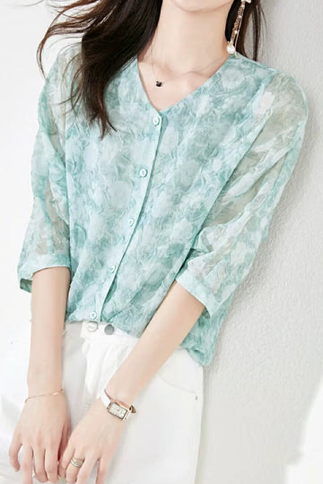 Chiffon Jacquard Print Shirt