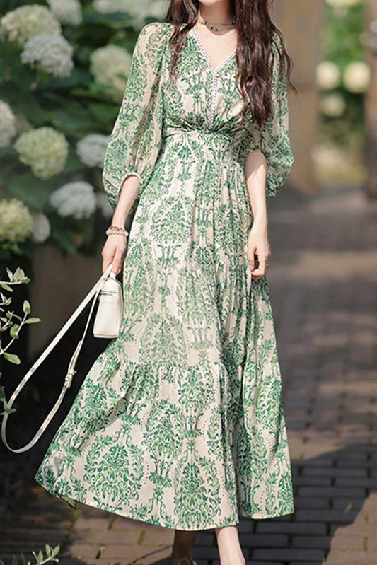 Romantic Floral Chiffon Maxi Dress