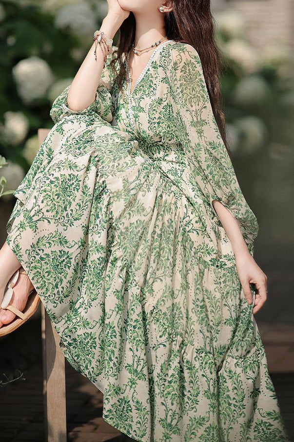 Romantic Floral Chiffon Maxi Dress