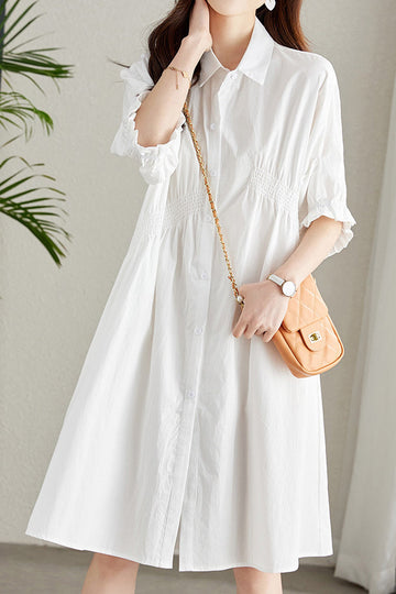 Asymmetrical Pleated Shirt Dress