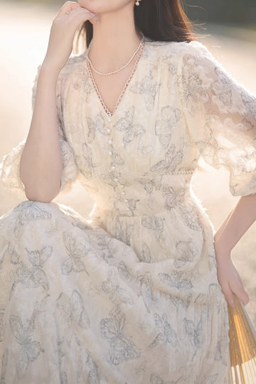 Elegant Butterfly Print Dress