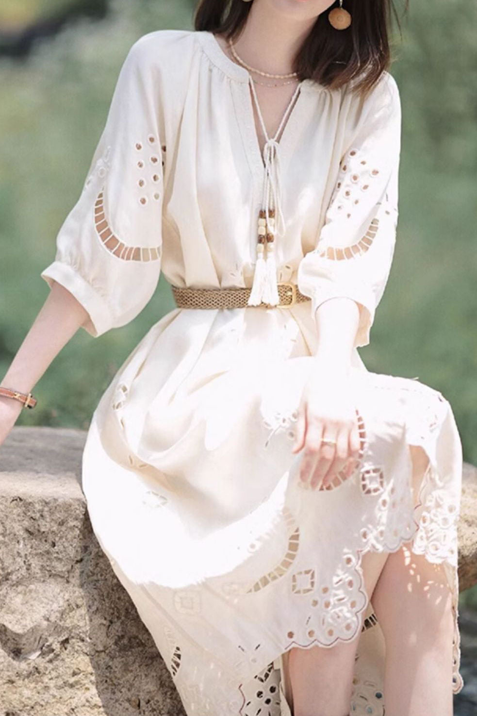 Boho Chic Openwork Dress