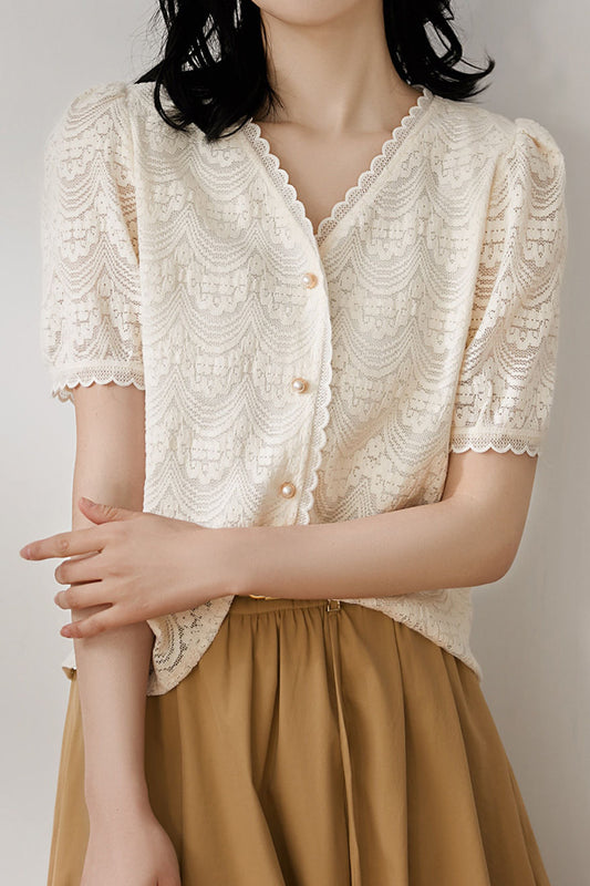 Delicate Openwork Crochet Lace Blouse