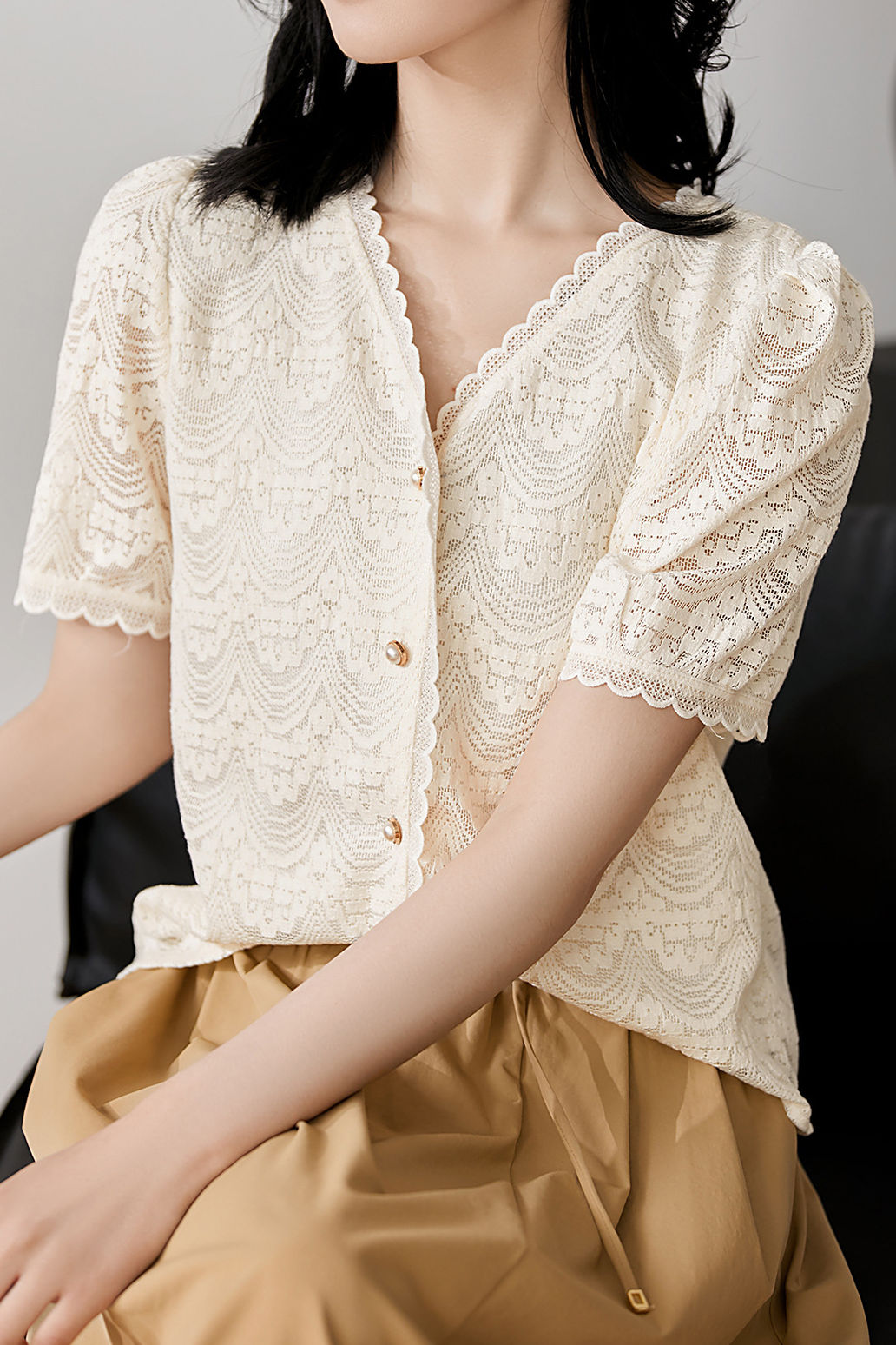 Delicate Openwork Crochet Lace Blouse