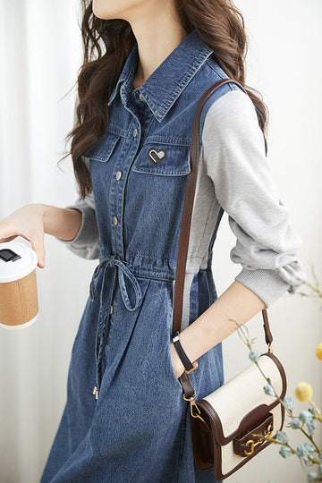 Casual denim spliced dress